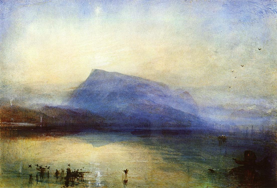 William Turner. The blue Rigi lake of Lucern sunrise. Watercolour. 1842.