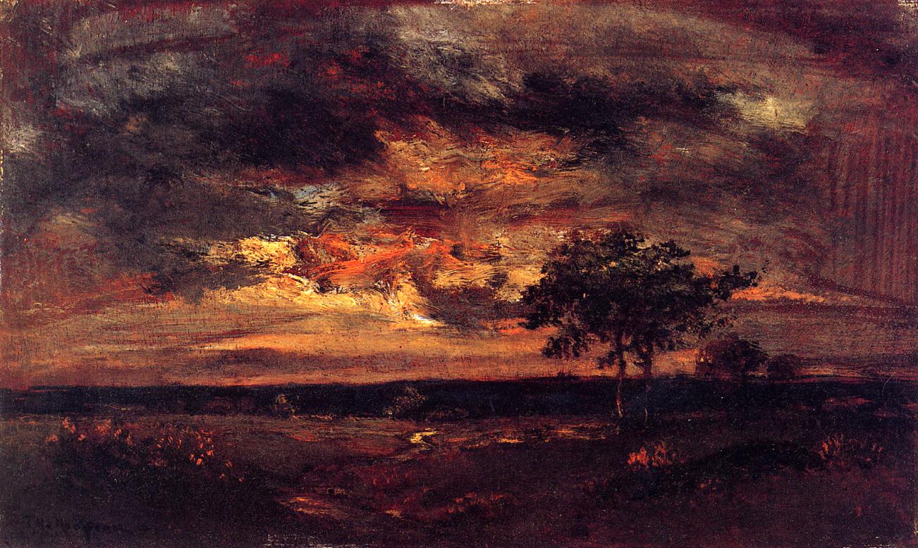 Theodor Rousseau. Twilight landscape. 1850. 