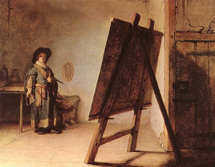 Rembrandt. Artist in his studio. 1626.